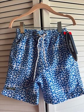 Toobydoo Blue Geo Print Boy’s Swim Trunks